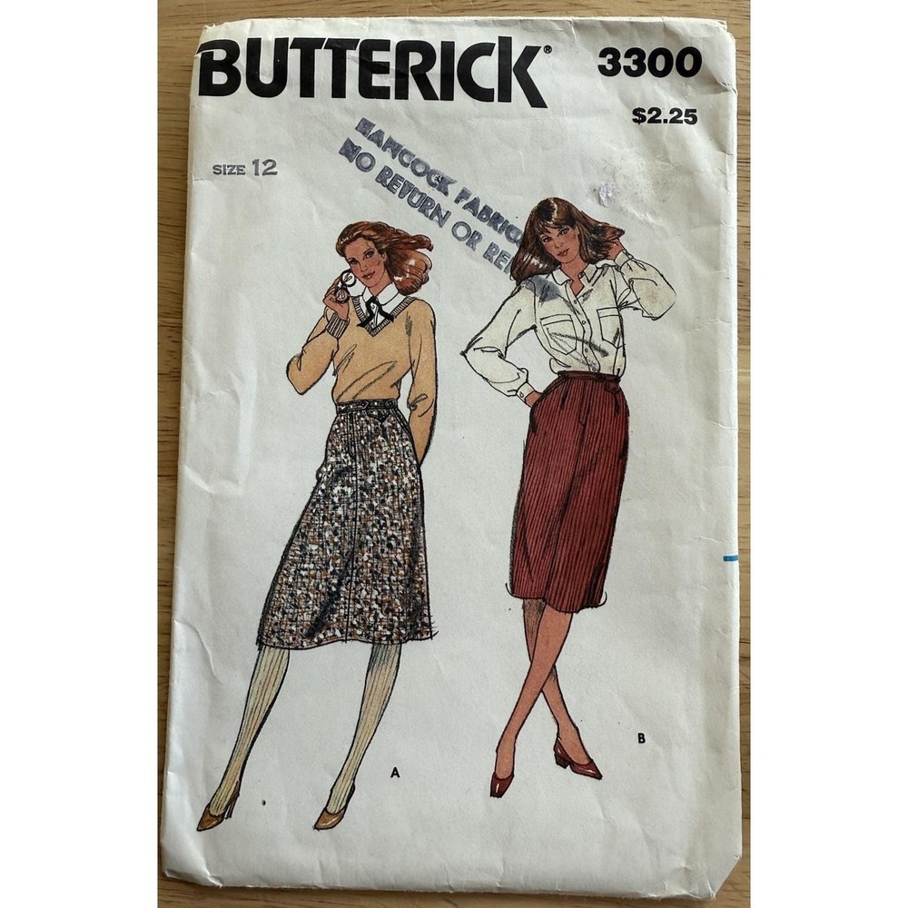 VTG Butterick Sewing Pattern 3300 Misses' Skirts‎ Size 12 Uncut